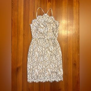 Lulu’s white lace halter dress